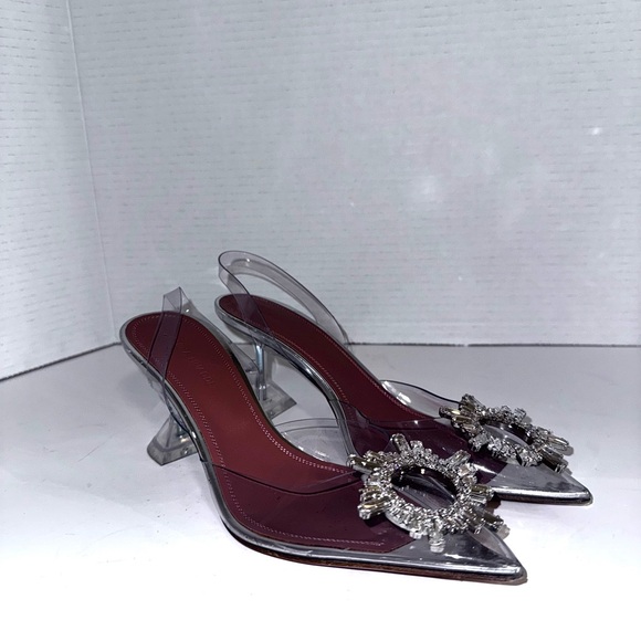 Amina Muaddi Begum Clear Crystal Slingback Pumps 36.5=6.5 - Picture 2 of 8